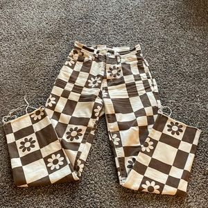 Pacsun Checkered Hi-Rise Straight Leg Jeans 23W/27L